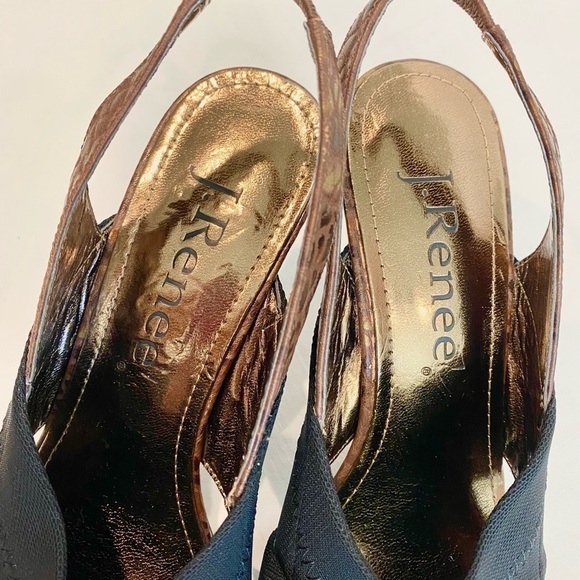 J. Renee Massey Black Open Toe Sling Back Heels Size 7 - Picture 8 of 11